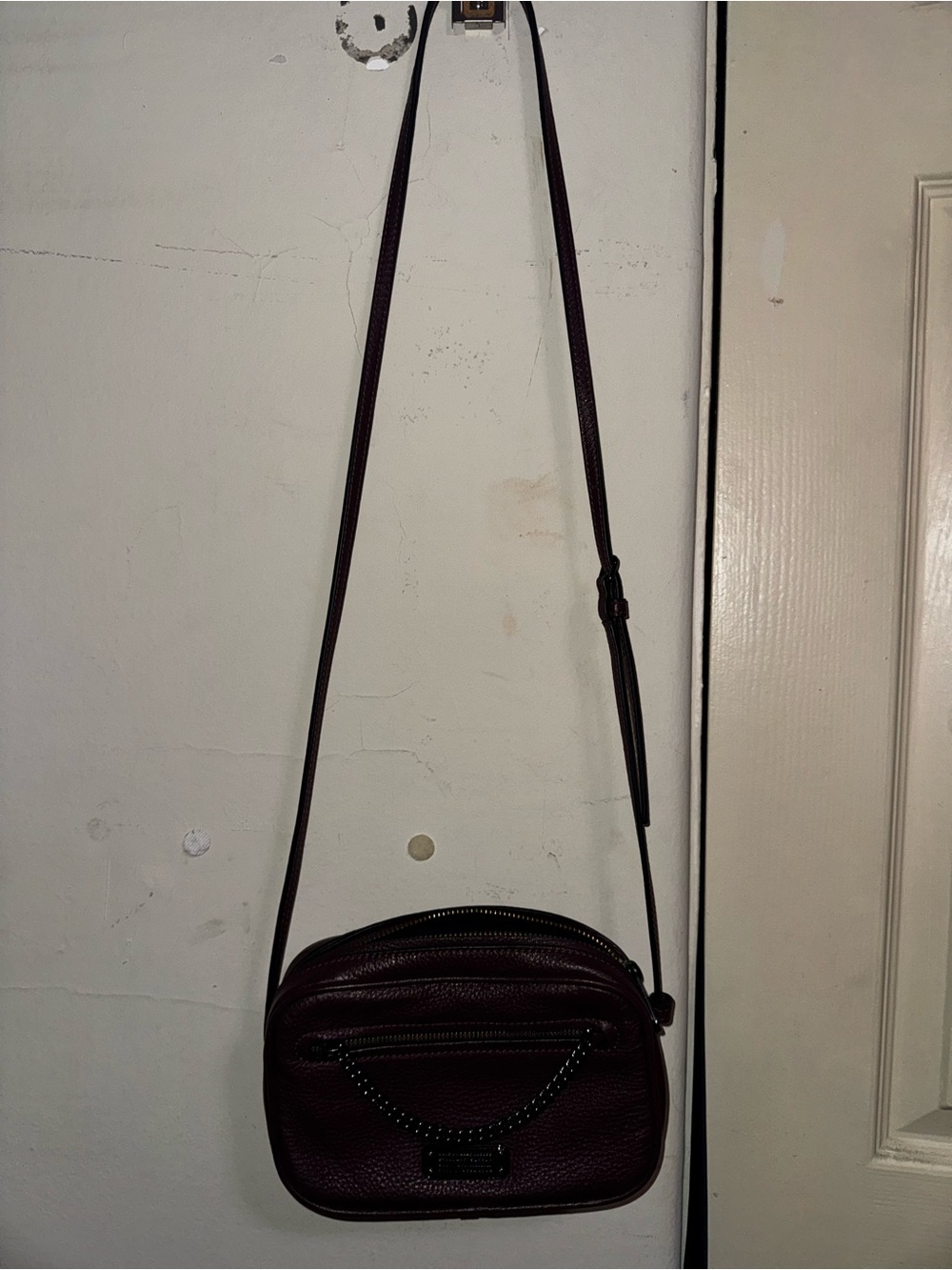 Marc by Marc Jacobs Burgundy Pebbled Leather Chain Crossbody Bag
